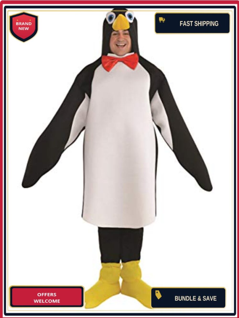 Unisex Adult Penguin Costume 100% Polyester with Boot Covers